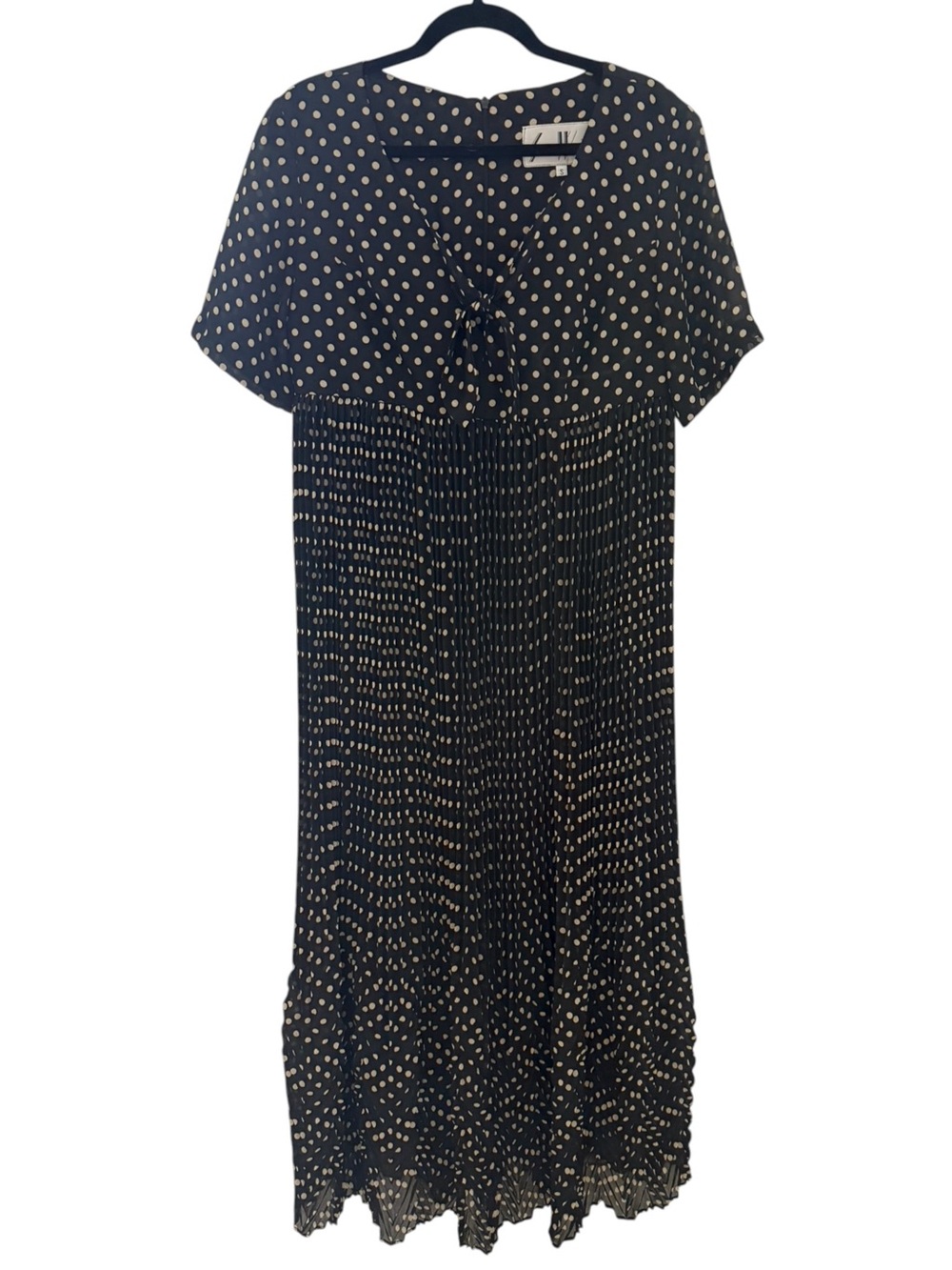 Sue Wong Black and White Polka Dot Maxi Dress with Tie Front